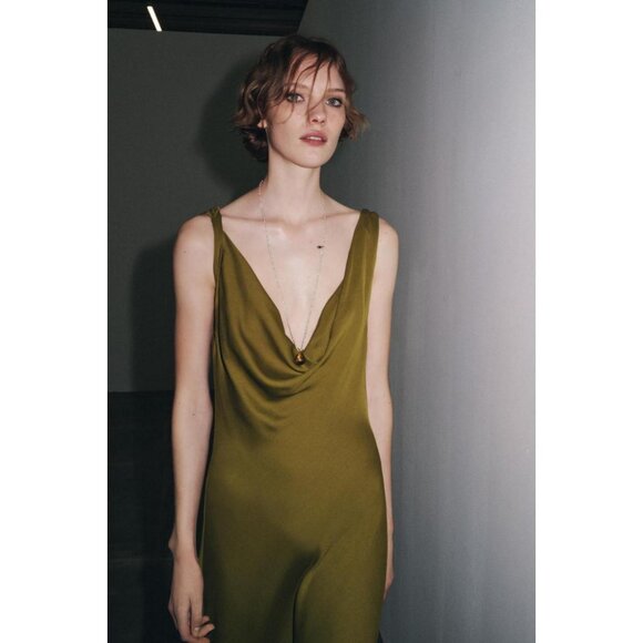 ZARA ZW COLLECTION SATIN LONG DRESS - Picture 3 of 8